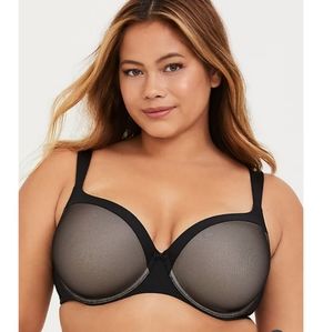 Torrid Black Mesh Lightly Lined Balconette Bra